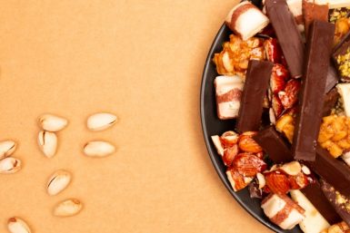 Top view composition or background with delicious chocolate